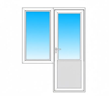 White uPVC balcony block — combined tilt-and-turn door and fixed window unit in one frame — Dublin Blinds