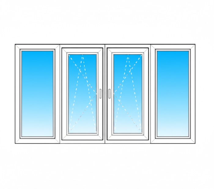 upvc-loggia-glazing-featured White uPVC 4-section loggia glazing unit with two central tilt-and-turn panels and two fixed outer panels — Dublin Blinds